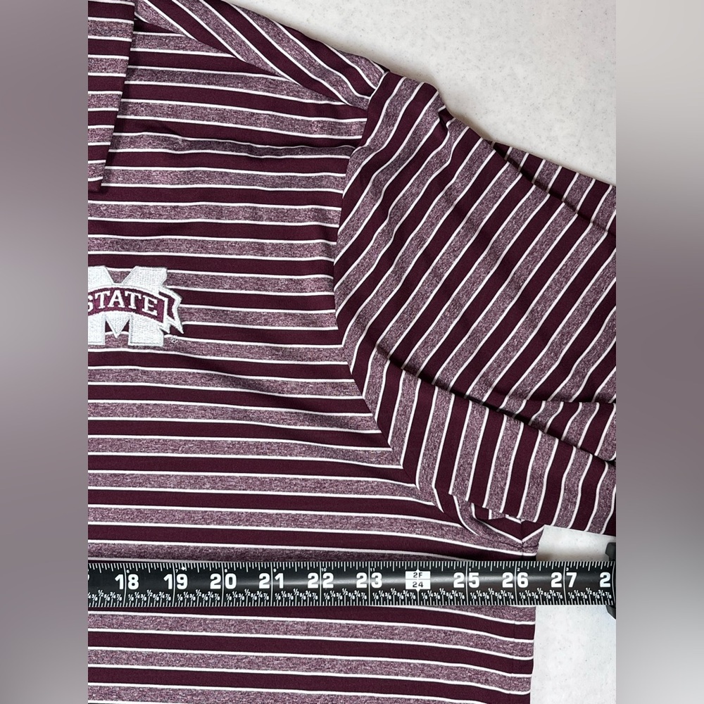Columbia Golf Men’s XXL Maroon and White Striped Polo. MS State Embroidery. - Picture 7 of 11